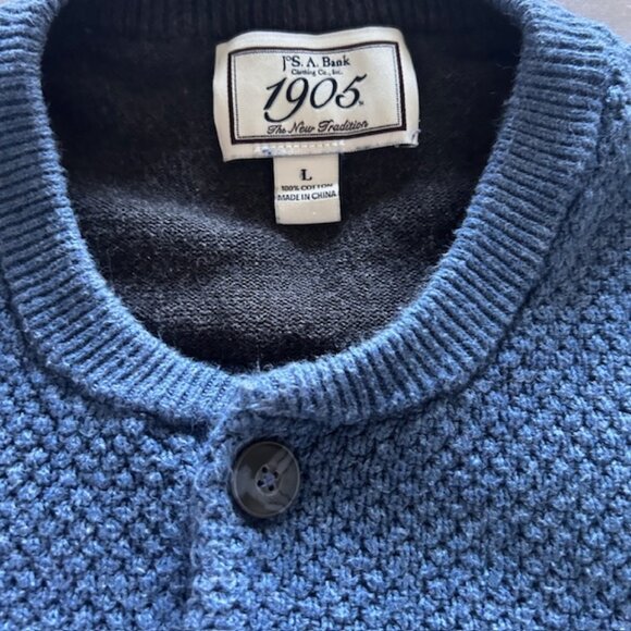 Jos A Bank Mens Sweater Jersey L Blue 100% cotton read - Picture 4 of 7